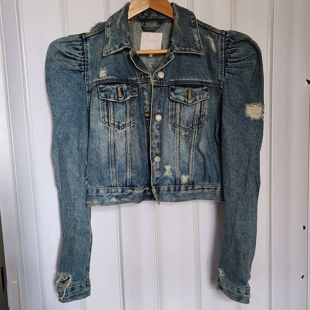 ZARA - Denim Cropped Jacket with Distressed Details